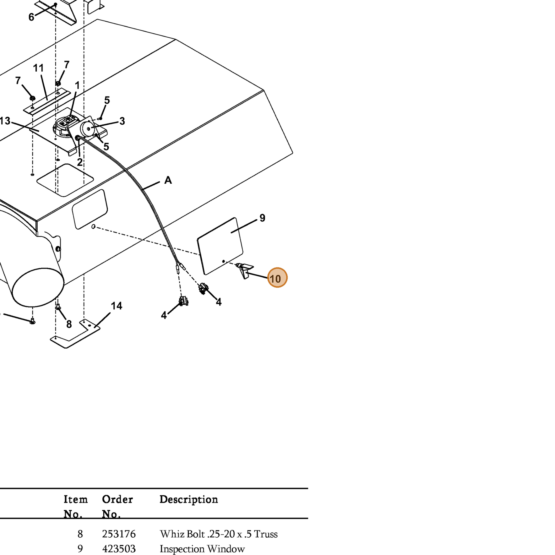 Grasshopper part 604805 — IPL diagram snippet (6x zoom, amber highlight)