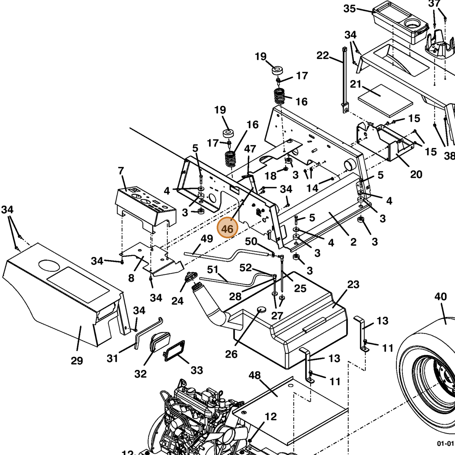 Grasshopper part 604828 — IPL diagram snippet (6x zoom, amber highlight)