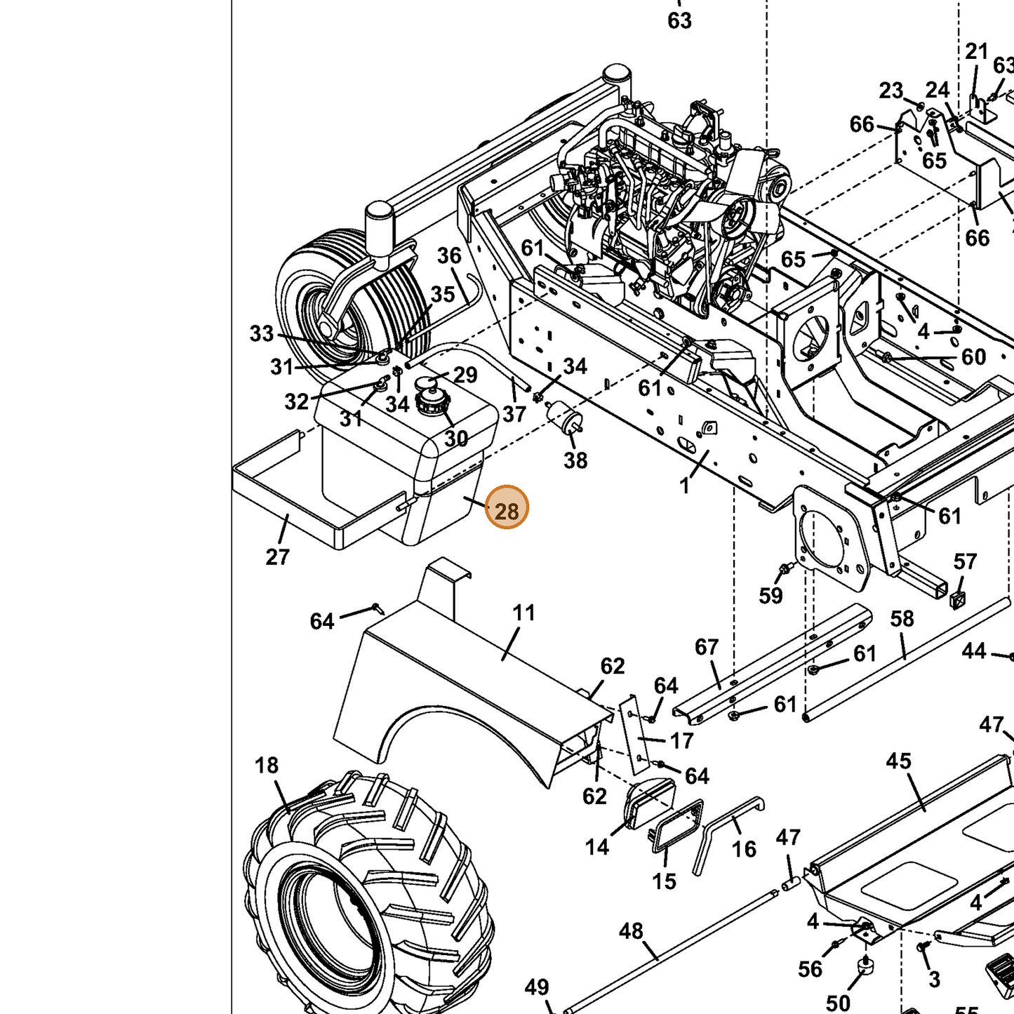 Grasshopper part 604837 — IPL diagram snippet (6x zoom, amber highlight)