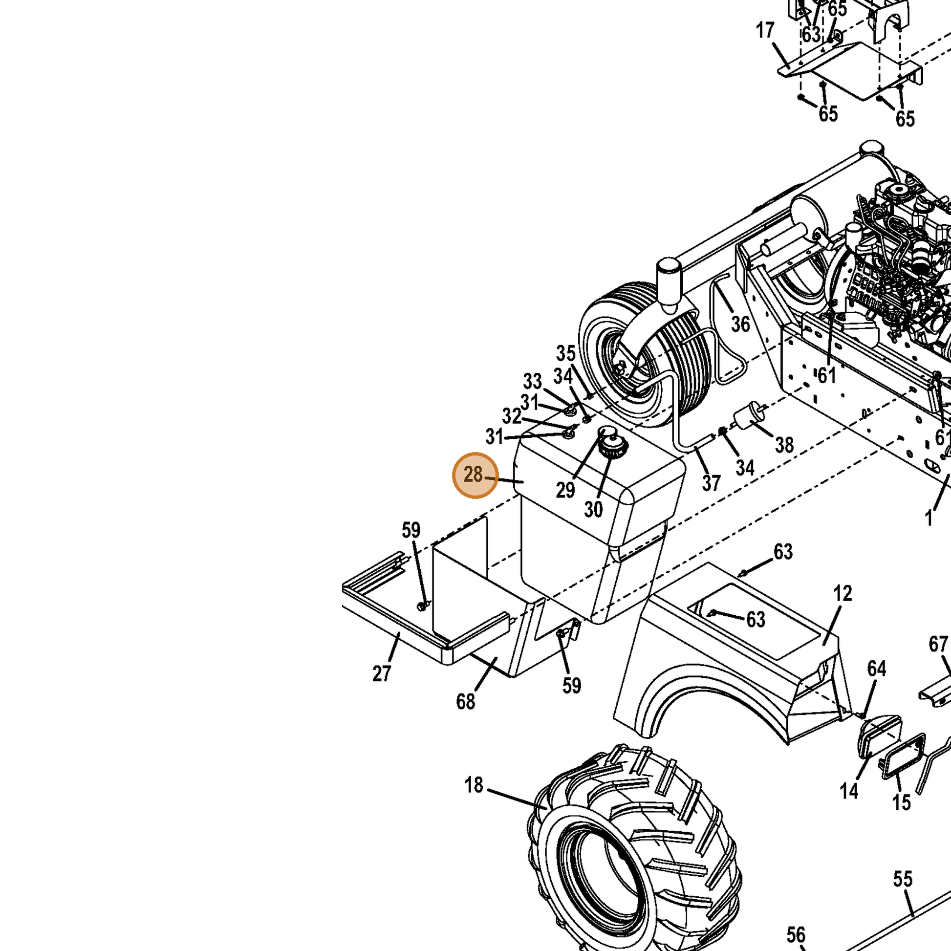 Grasshopper part 604846 — IPL diagram snippet (6x zoom, amber highlight)