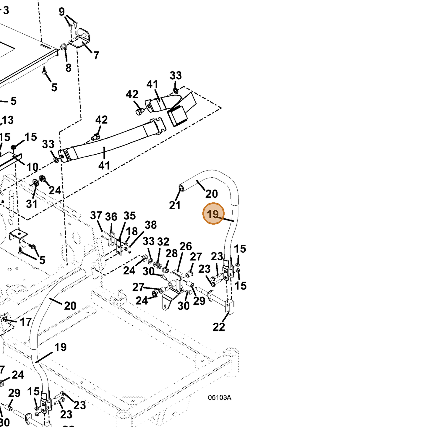 Grasshopper part 605745 — IPL diagram snippet (6x zoom, amber highlight)