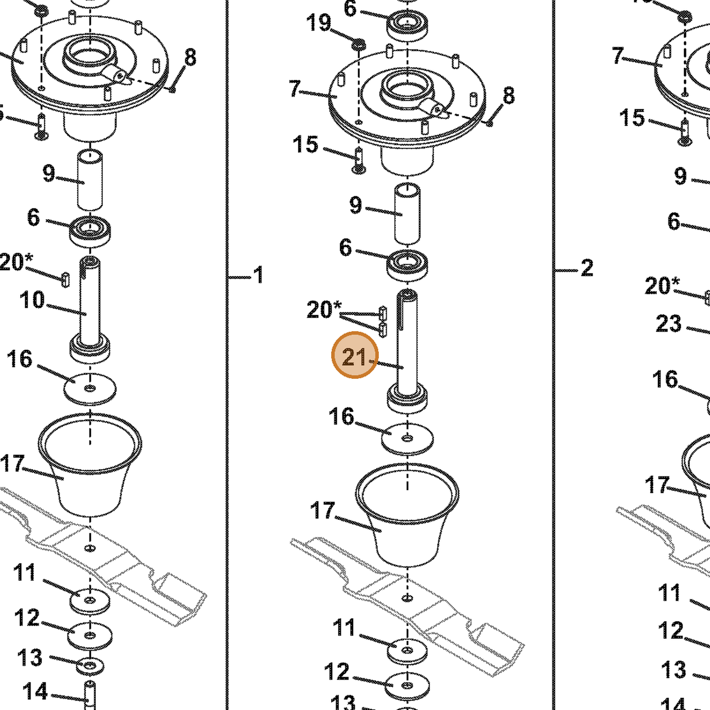 Grasshopper part 605771 — IPL diagram snippet (6x zoom, amber highlight)