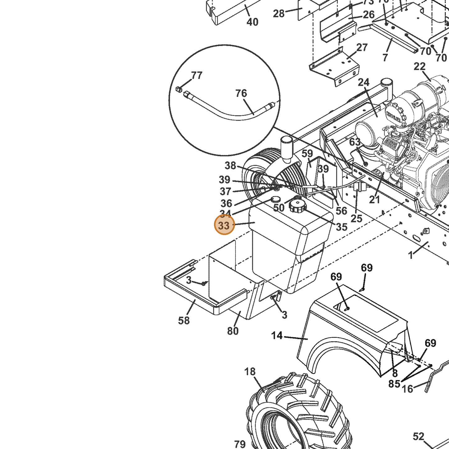 Grasshopper part 605795 — IPL diagram snippet (6x zoom, amber highlight)