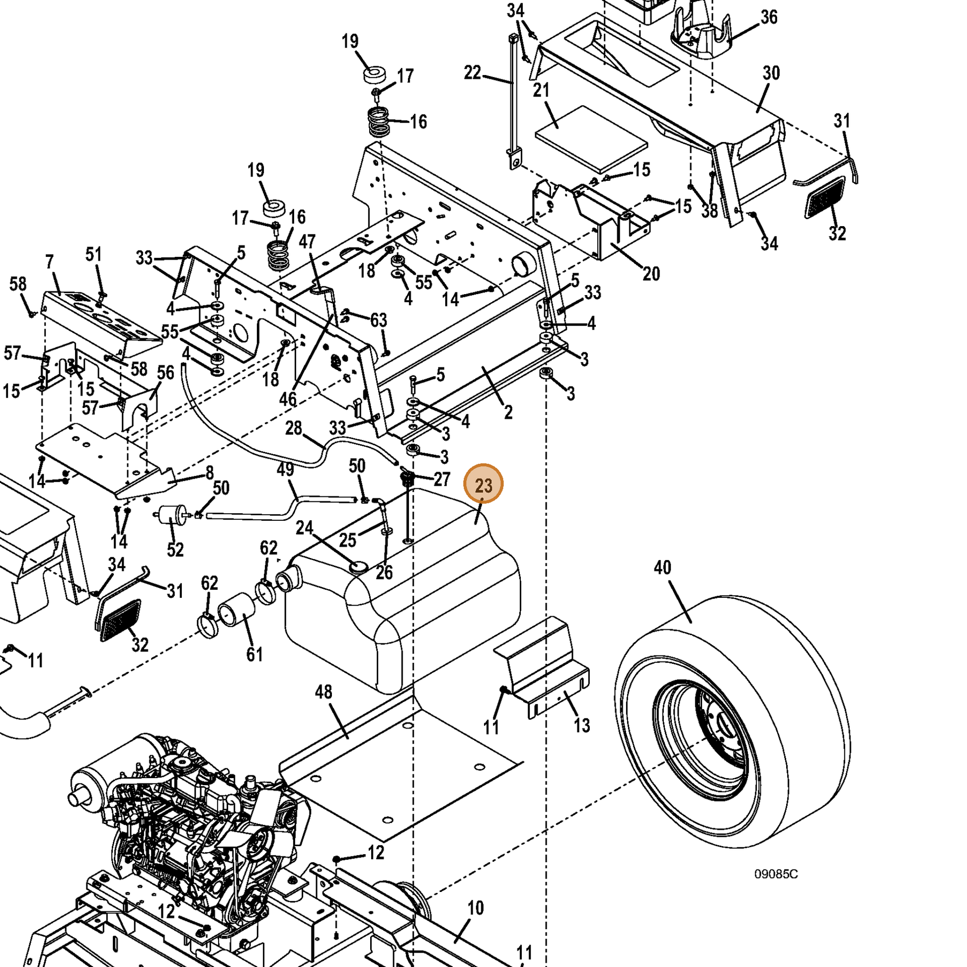 Grasshopper part 605799 — IPL diagram snippet (6x zoom, amber highlight)