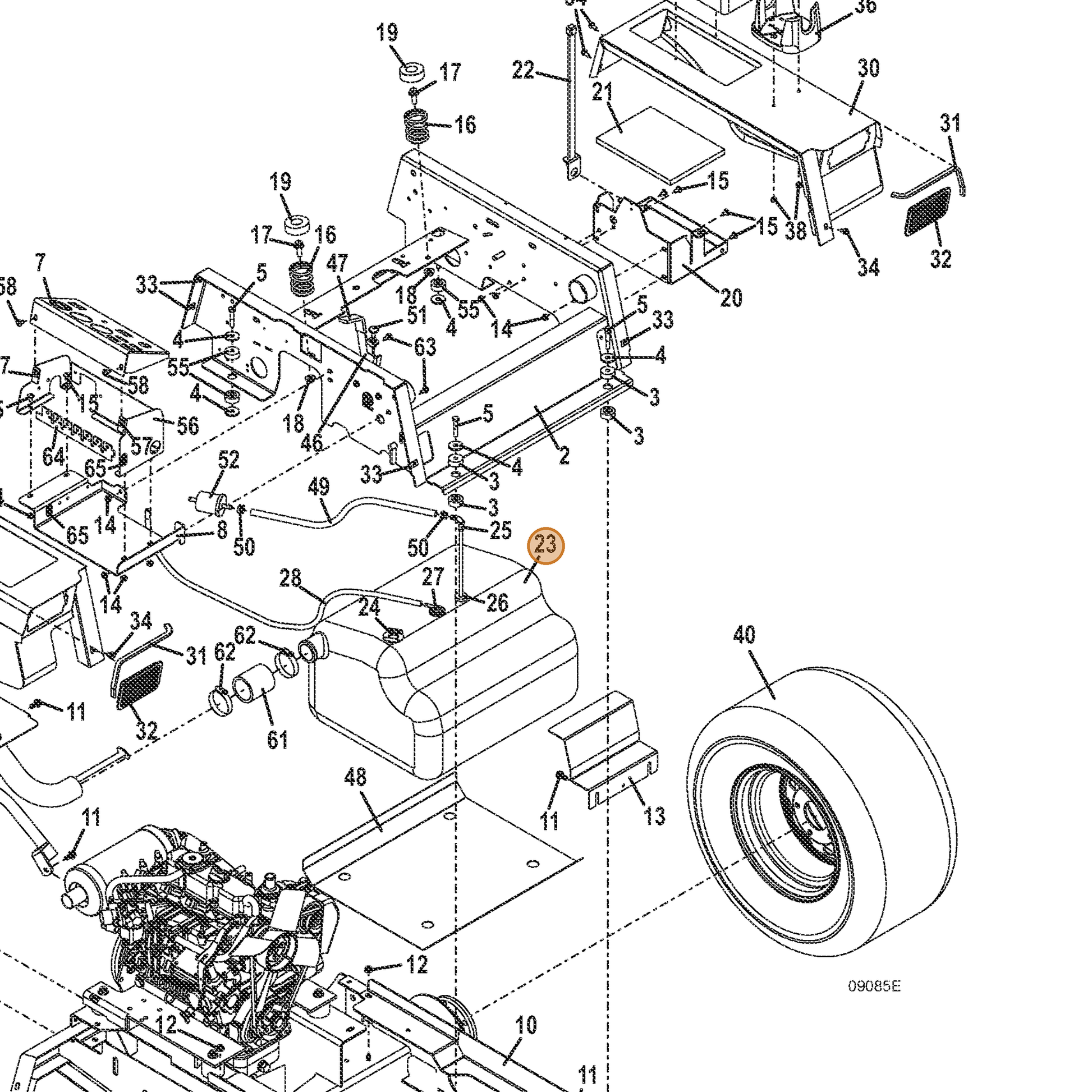 Grasshopper part 605802 — IPL diagram snippet (6x zoom, amber highlight)