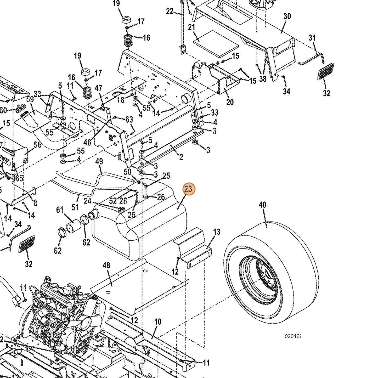 Grasshopper part 605803 — IPL diagram snippet (6x zoom, amber highlight)