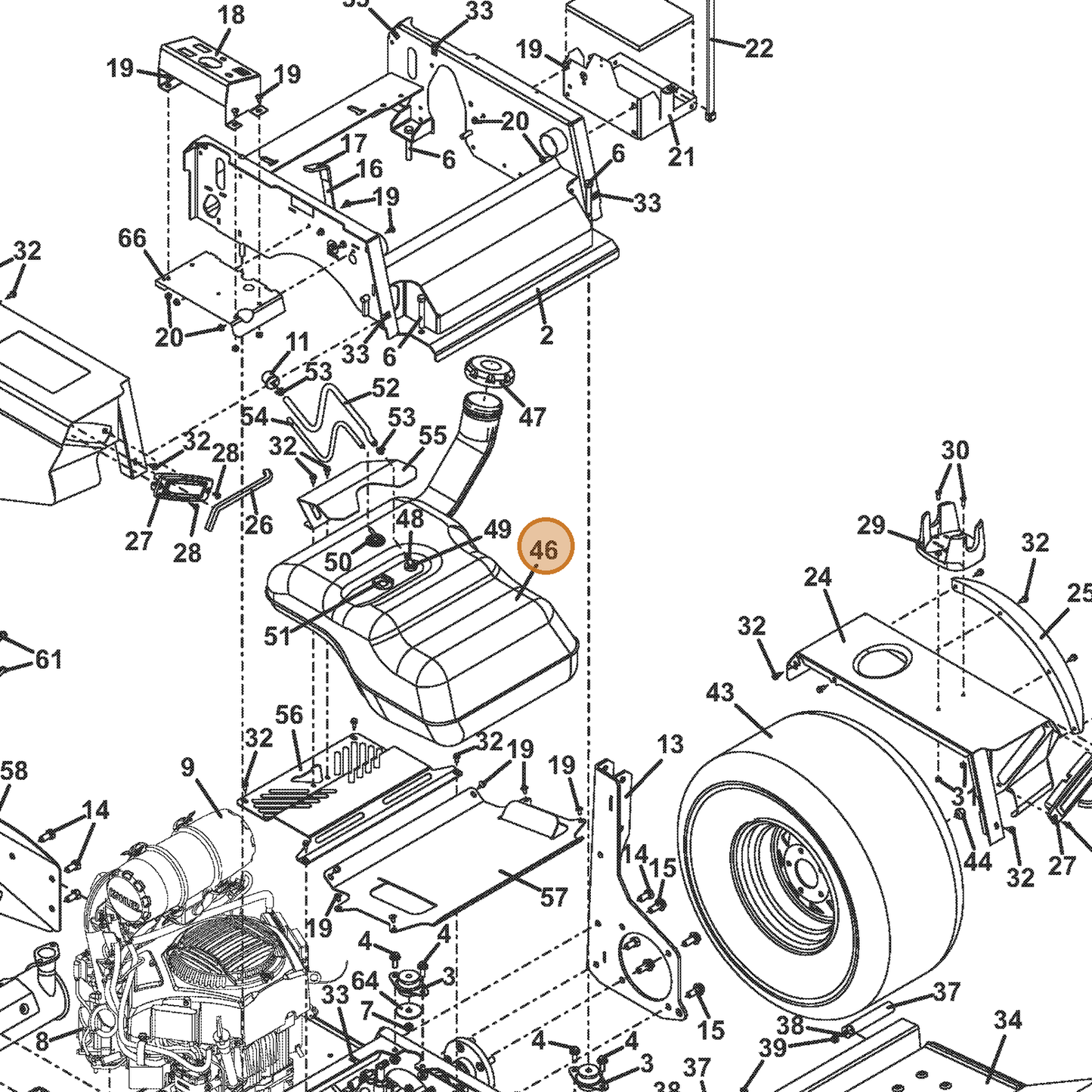 Grasshopper part 605806 — IPL diagram snippet (6x zoom, amber highlight)