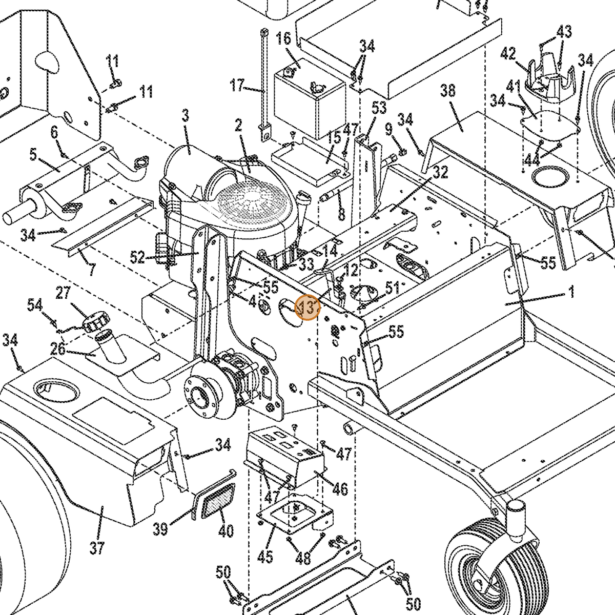 Grasshopper part 605824 — IPL diagram snippet (6x zoom, amber highlight)
