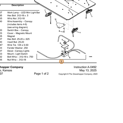 Grasshopper part 605840 — IPL diagram snippet (6x zoom, amber highlight)