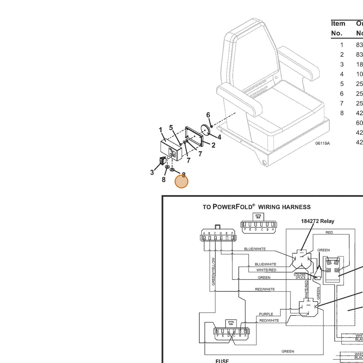 Grasshopper part 605861 — IPL diagram snippet (6x zoom, amber highlight)