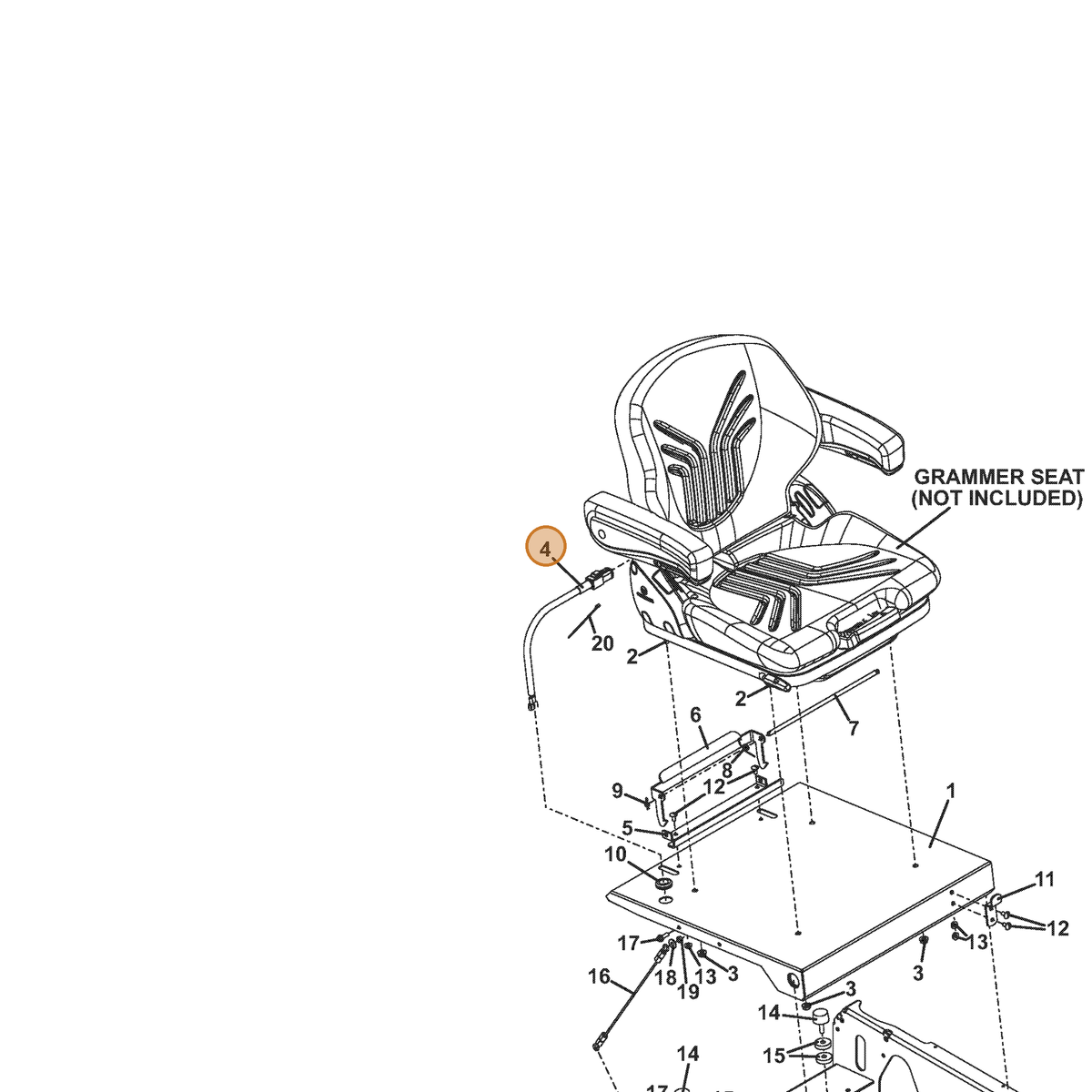 Grasshopper part 605970 — IPL diagram snippet (6x zoom, amber highlight)