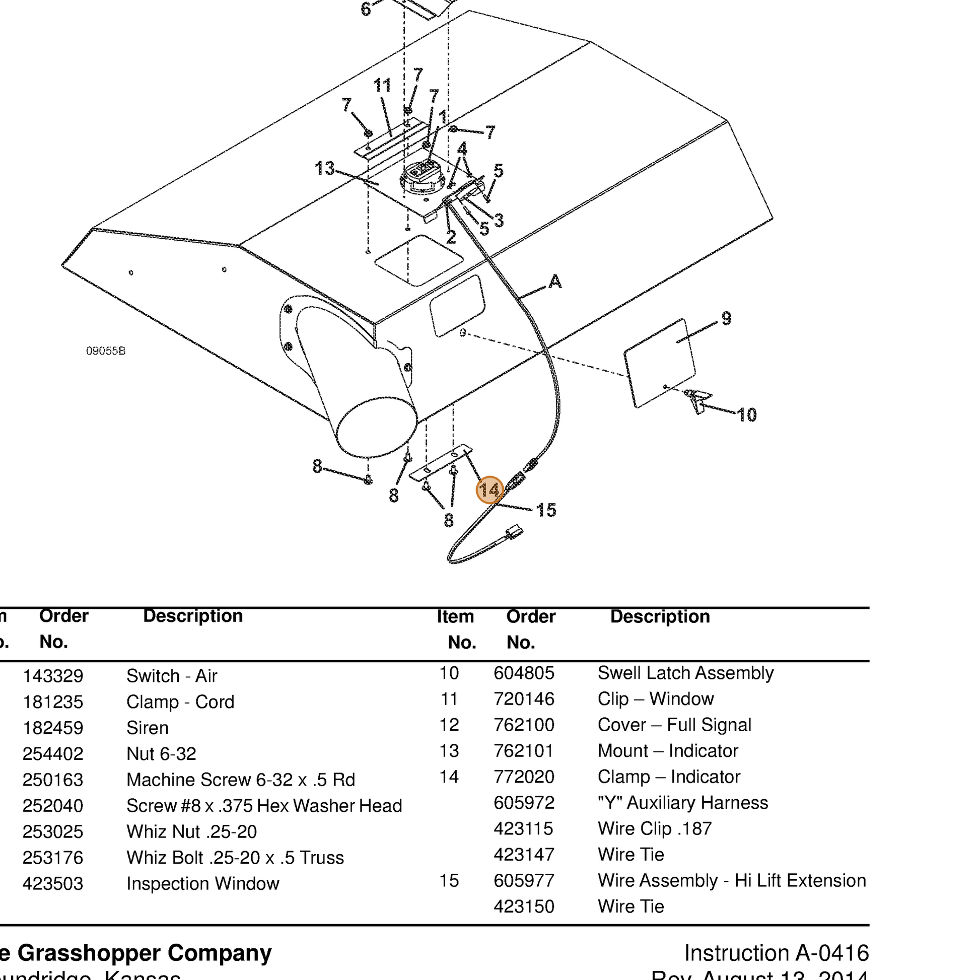 Grasshopper part 605972 — IPL diagram snippet (6x zoom, amber highlight)