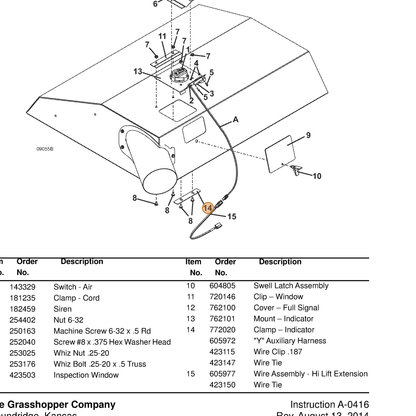 Grasshopper part 605972 — IPL diagram snippet (6x zoom, amber highlight)