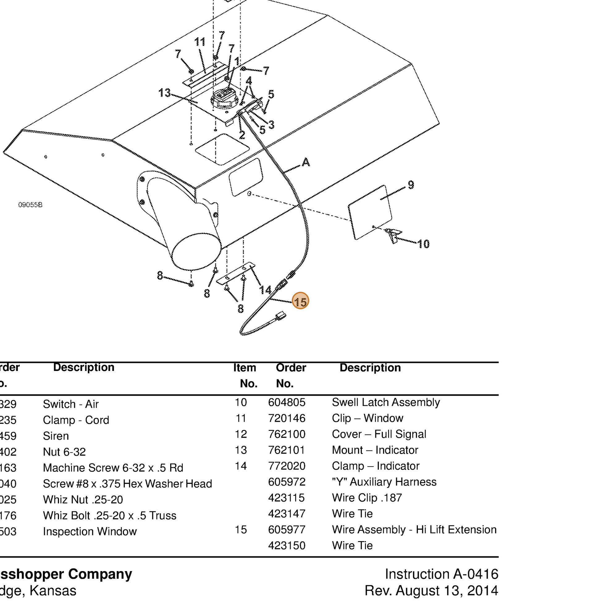 Grasshopper part 605977 — IPL diagram snippet (6x zoom, amber highlight)