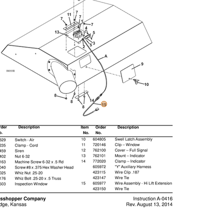 Grasshopper part 605977 — IPL diagram snippet (6x zoom, amber highlight)