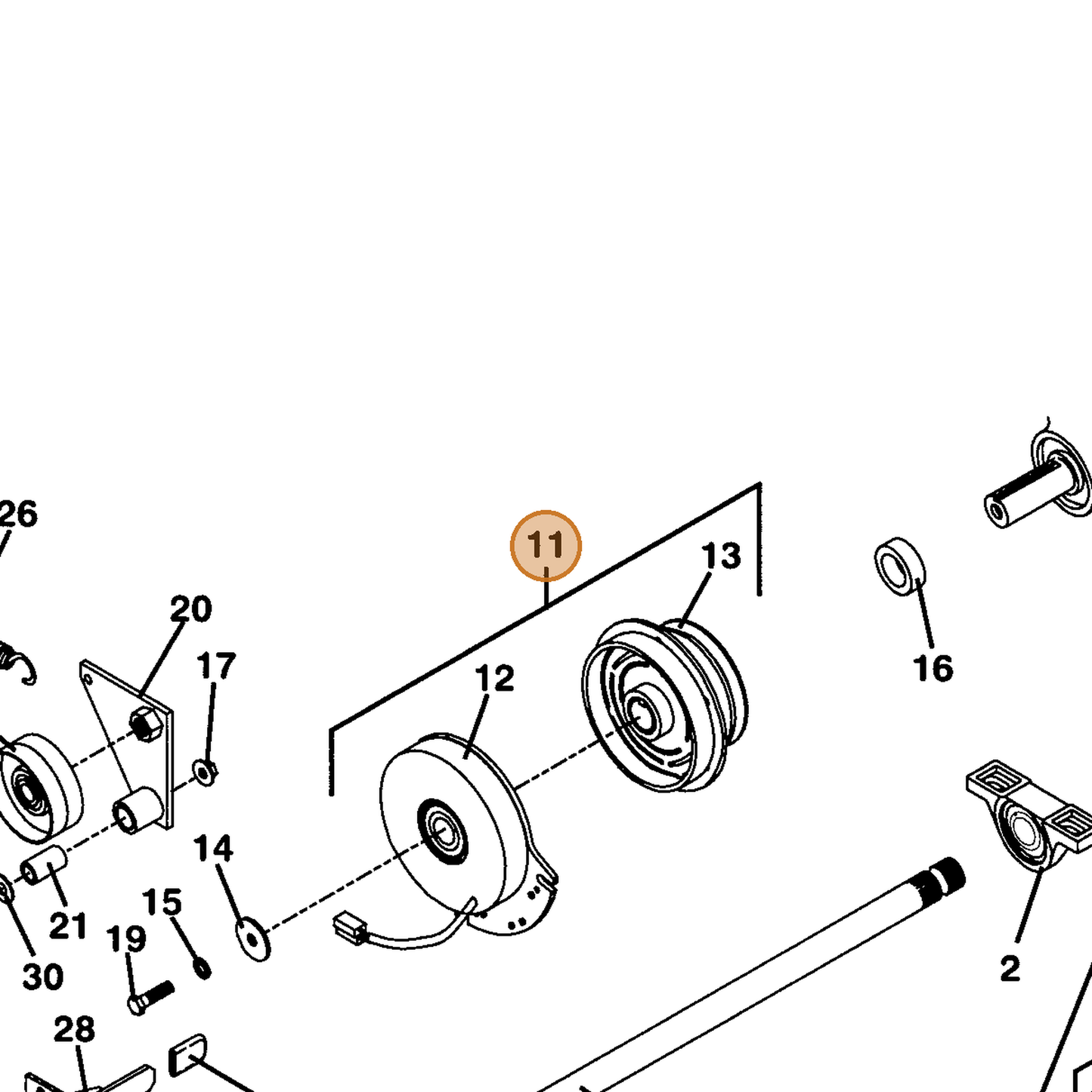 Grasshopper part 606242 — IPL diagram snippet (6x zoom, amber highlight)