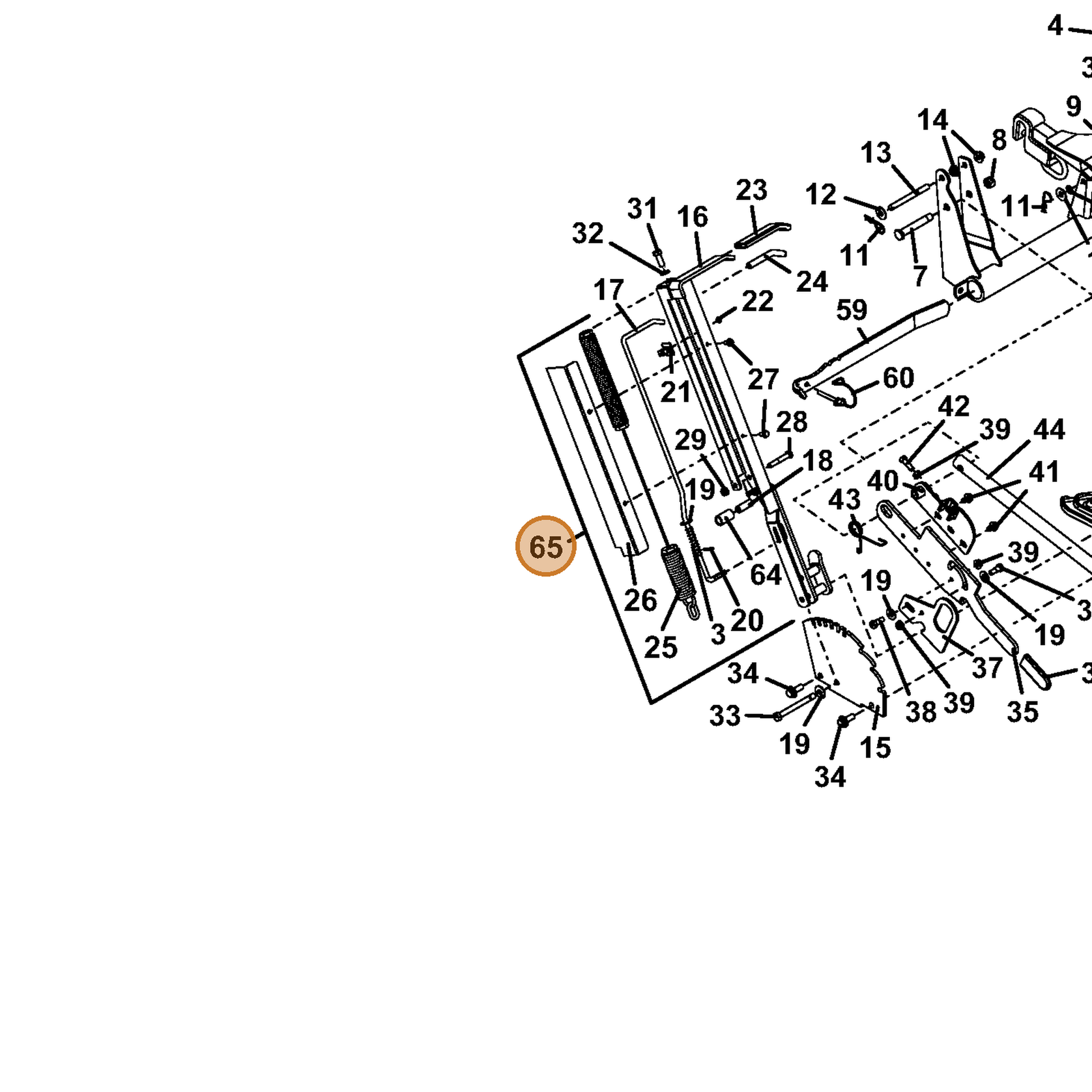 Grasshopper part 606521 — IPL diagram snippet (6x zoom, amber highlight)