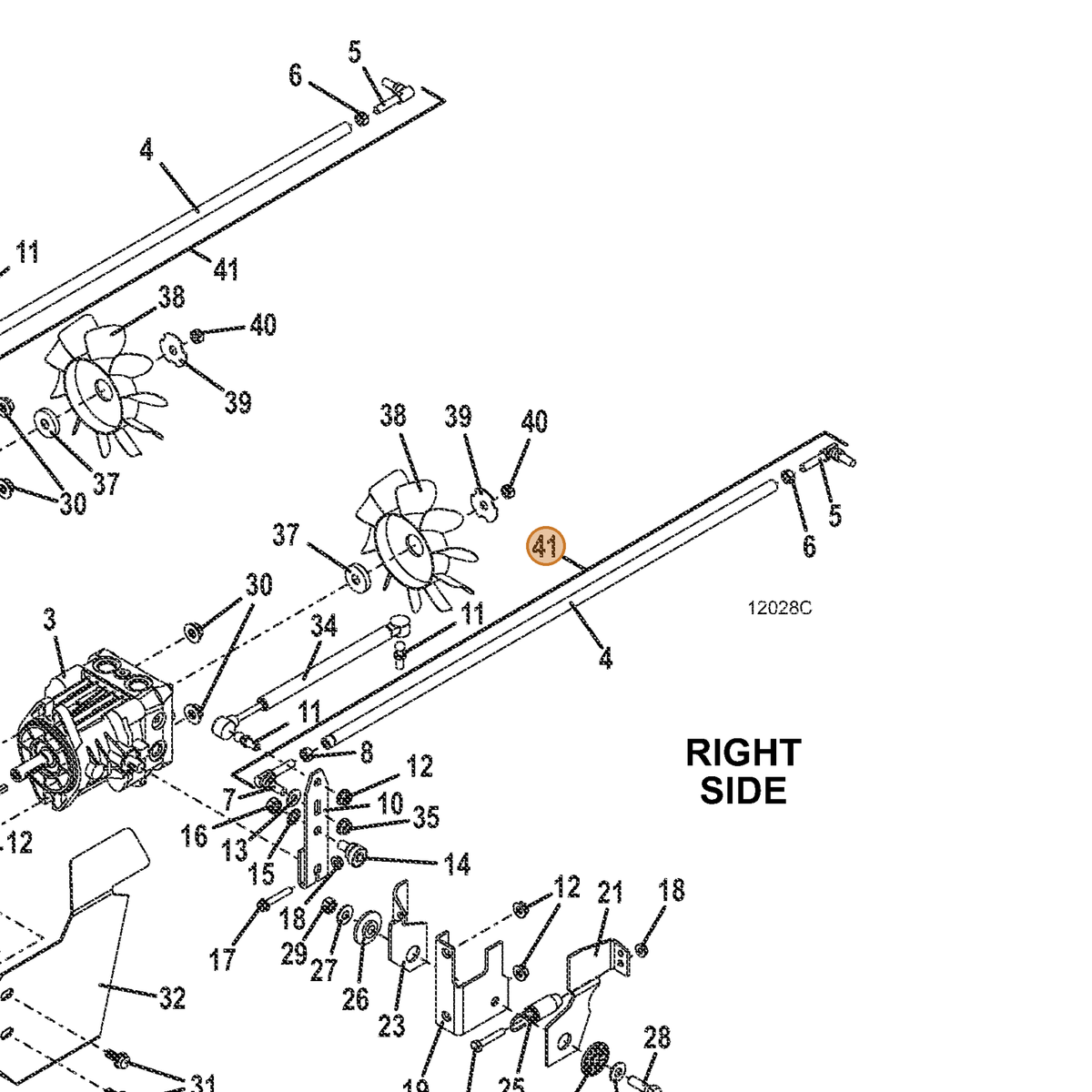 Grasshopper part 606525 — IPL diagram snippet (6x zoom, amber highlight)