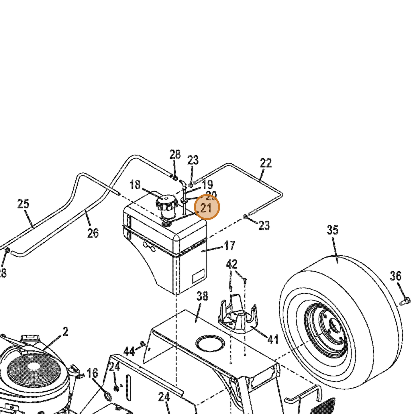 Grasshopper part 606830 — IPL diagram snippet (6x zoom, amber highlight)