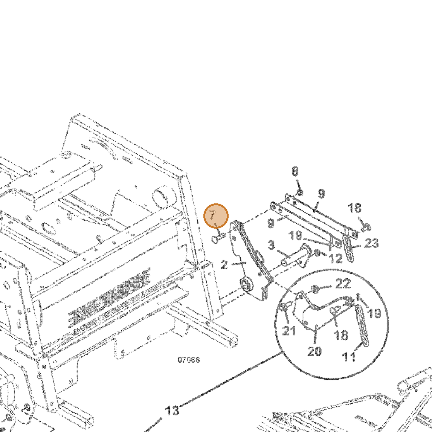 Grasshopper part 623077 — IPL diagram snippet (6x zoom, amber highlight)