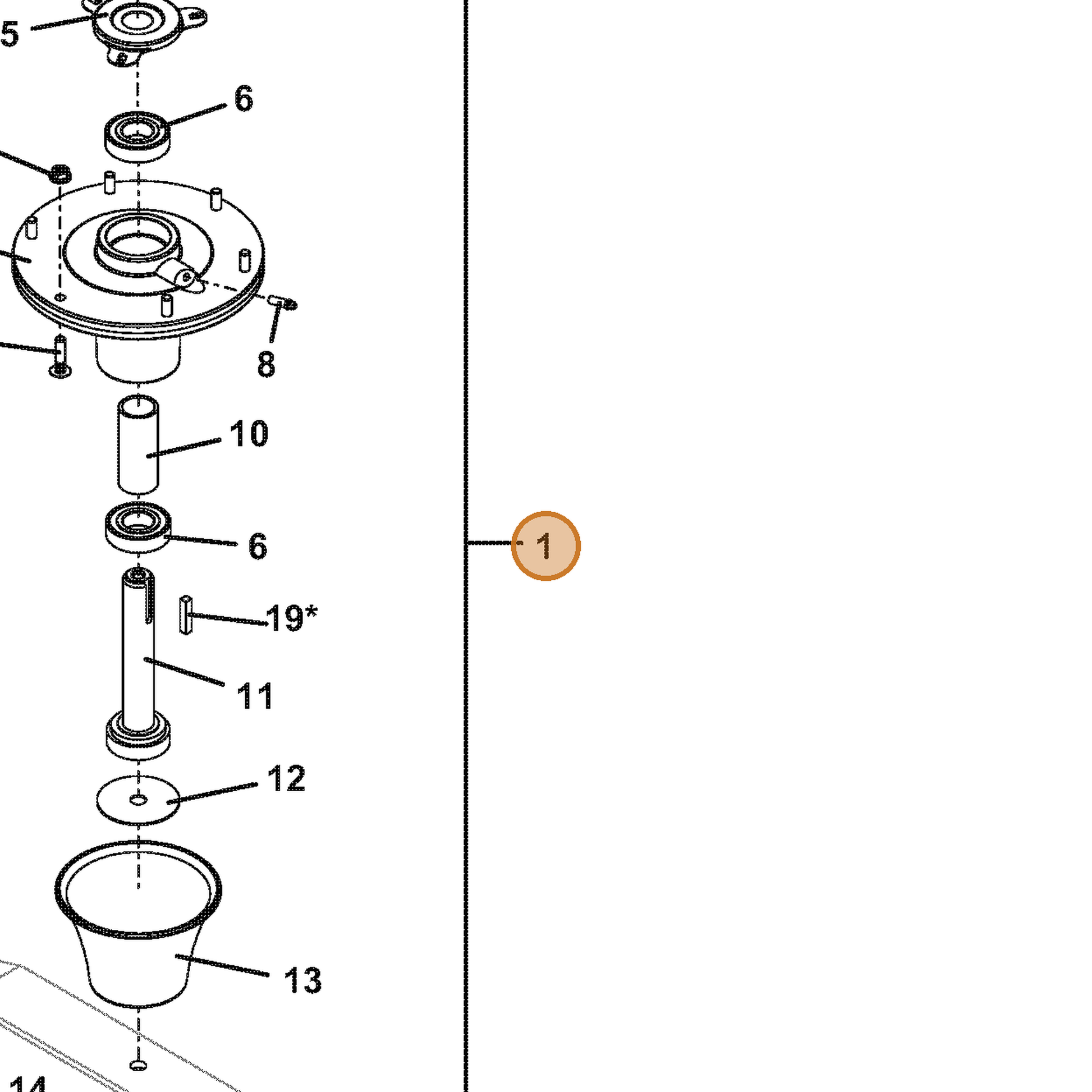Grasshopper part 623701 — IPL diagram snippet (6x zoom, amber highlight)