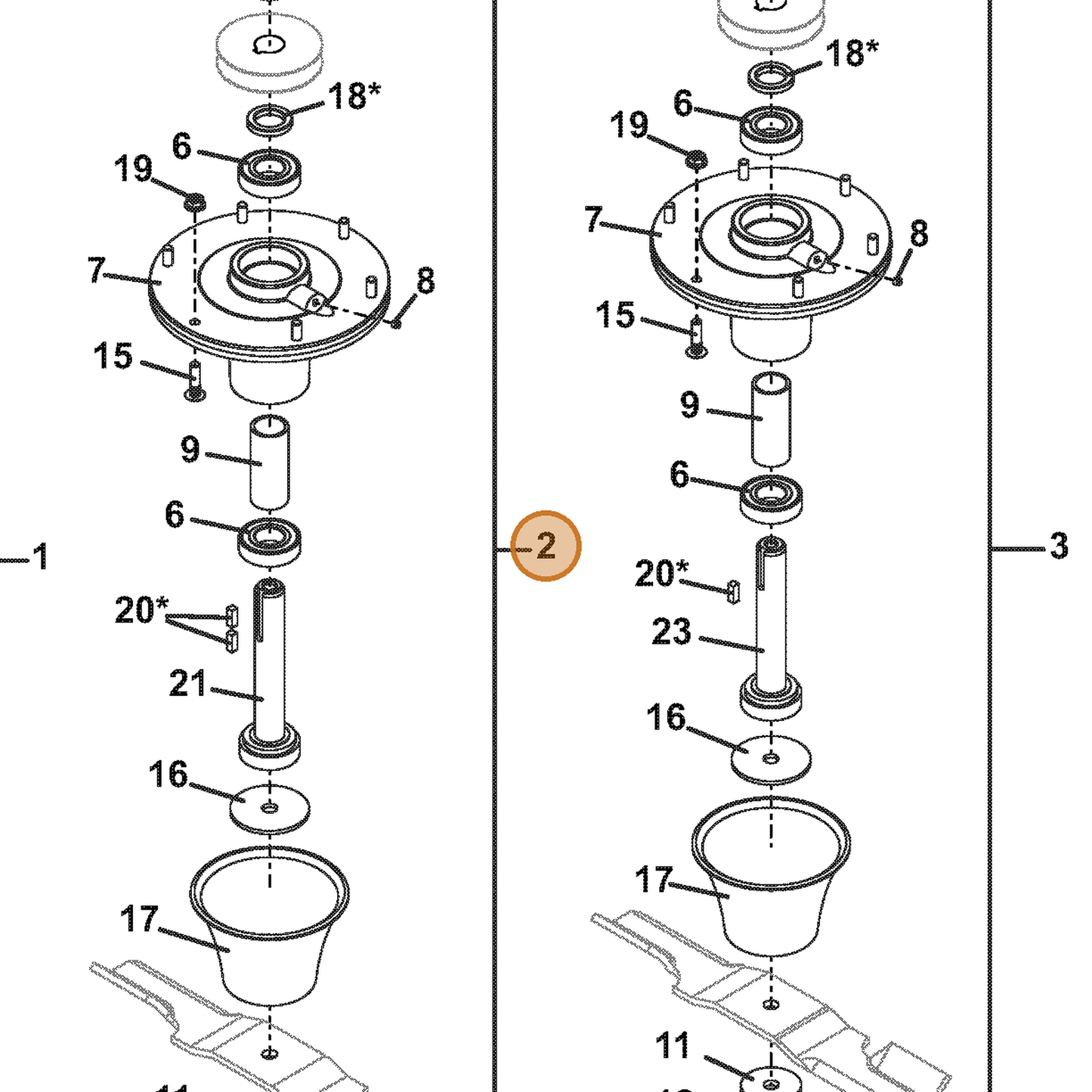 Grasshopper part 623702 — IPL diagram snippet (6x zoom, amber highlight)