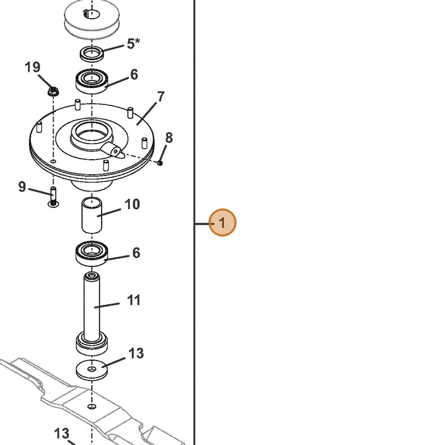 Grasshopper part 623773 — IPL diagram snippet (6x zoom, amber highlight)