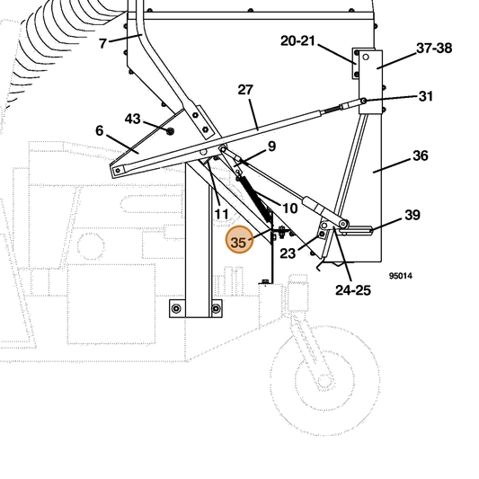 Grasshopper part 643011 — IPL diagram snippet (6x zoom, amber highlight)