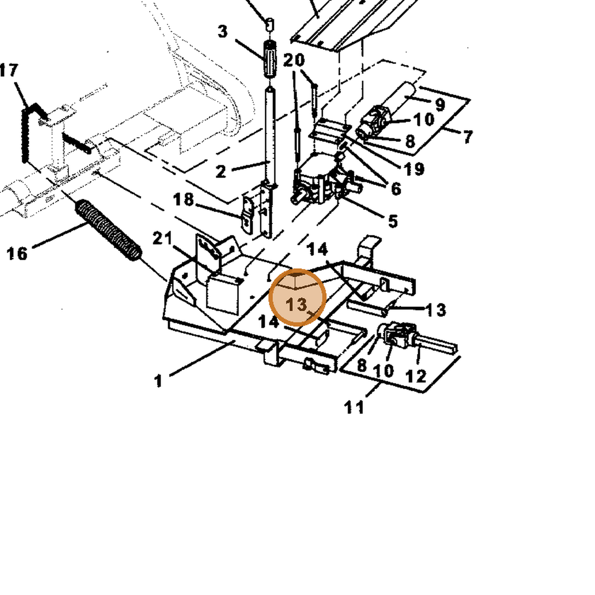 Grasshopper part 643036 — IPL diagram snippet (6x zoom, amber highlight)