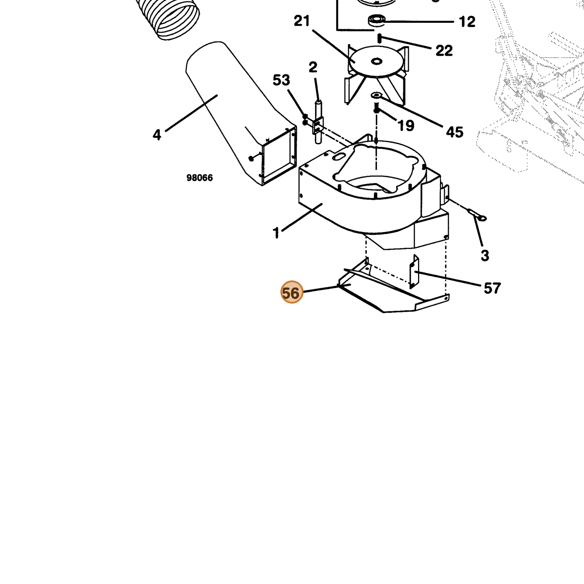Grasshopper part 643039 — IPL diagram snippet (6x zoom, amber highlight)