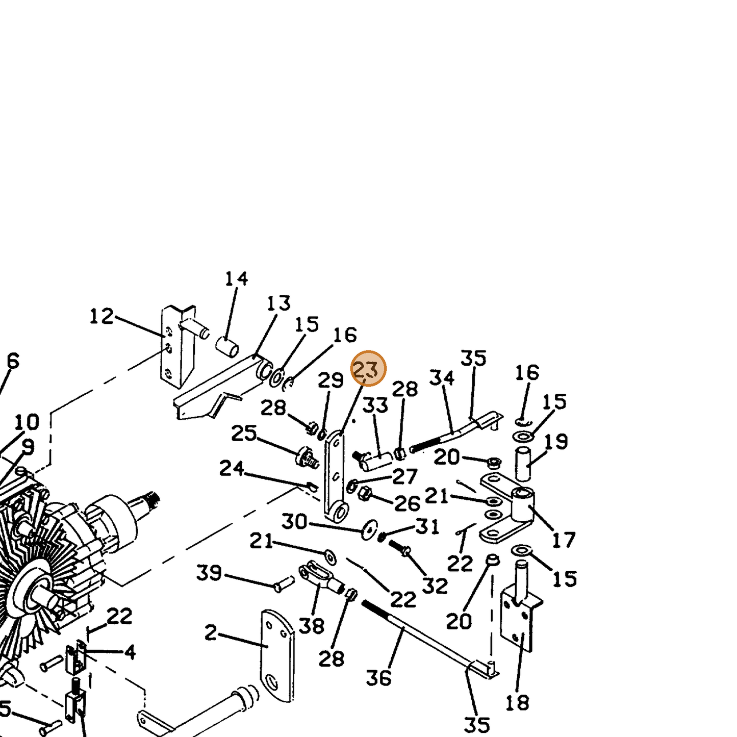 Grasshopper part 643057 — IPL diagram snippet (6x zoom, amber highlight)