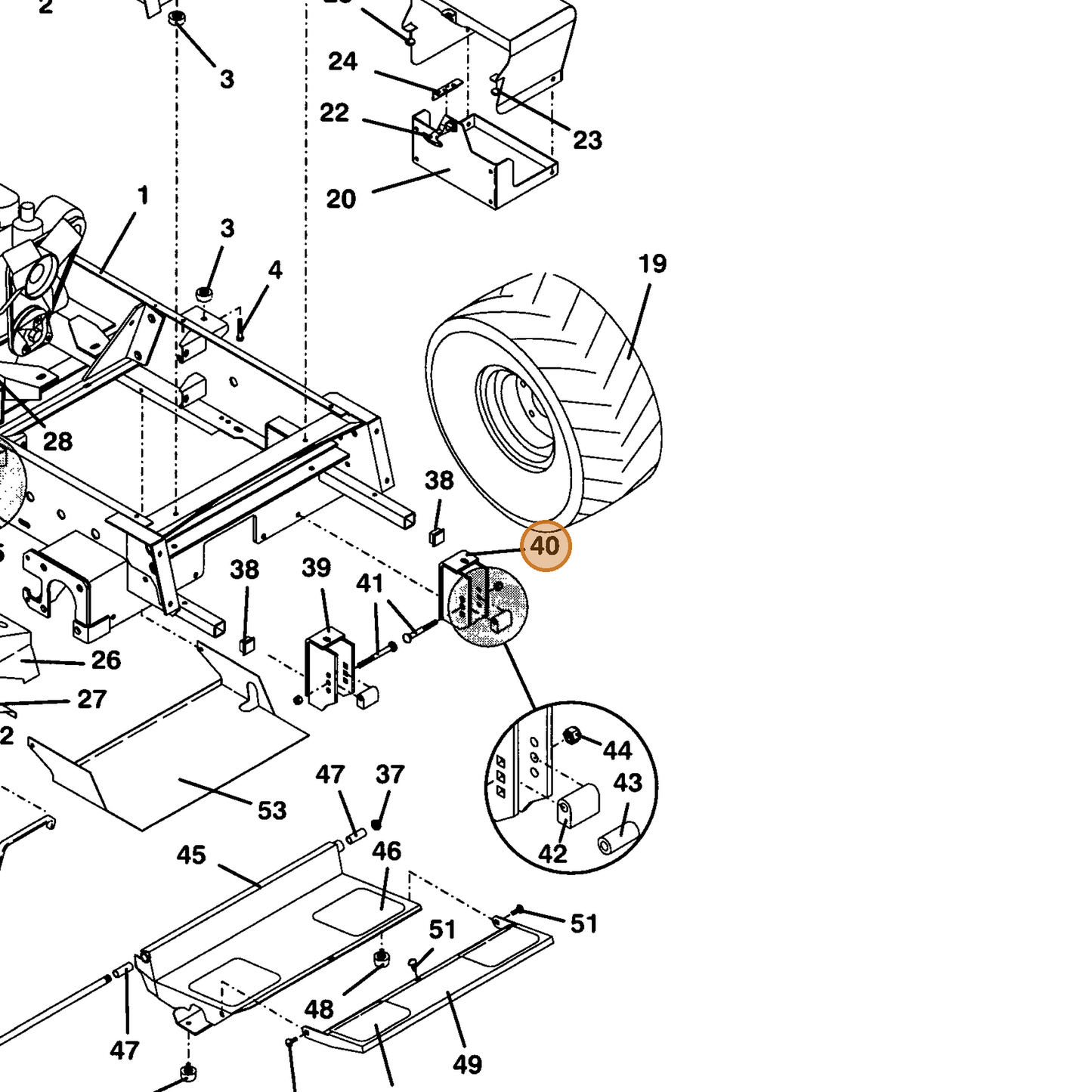 Grasshopper part 643093 — IPL diagram snippet (6x zoom, amber highlight)