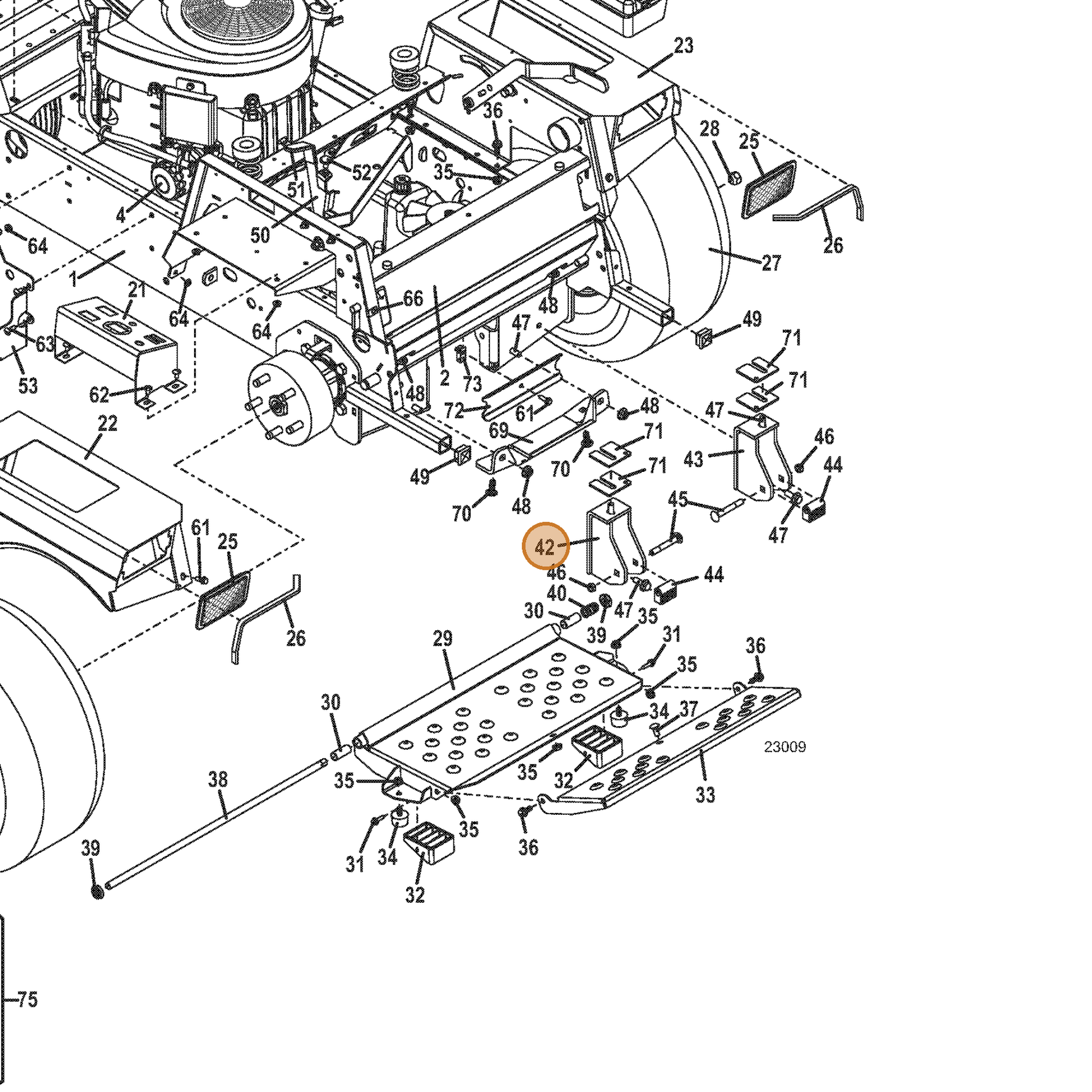Grasshopper part 643100 — IPL diagram snippet (6x zoom, amber highlight)