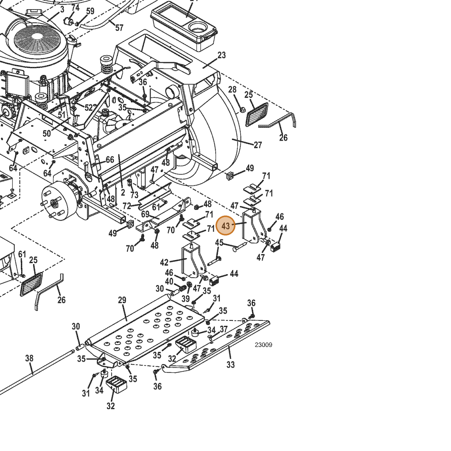 Grasshopper part 643101 — IPL diagram snippet (6x zoom, amber highlight)