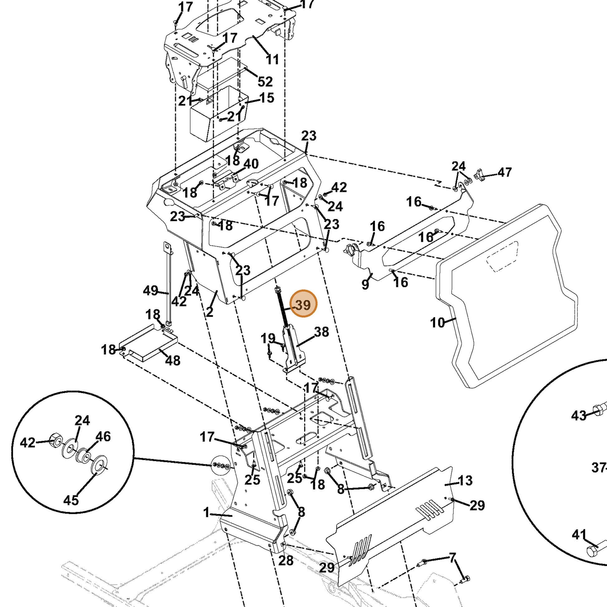 Grasshopper part 643108 — IPL diagram snippet (6x zoom, amber highlight)