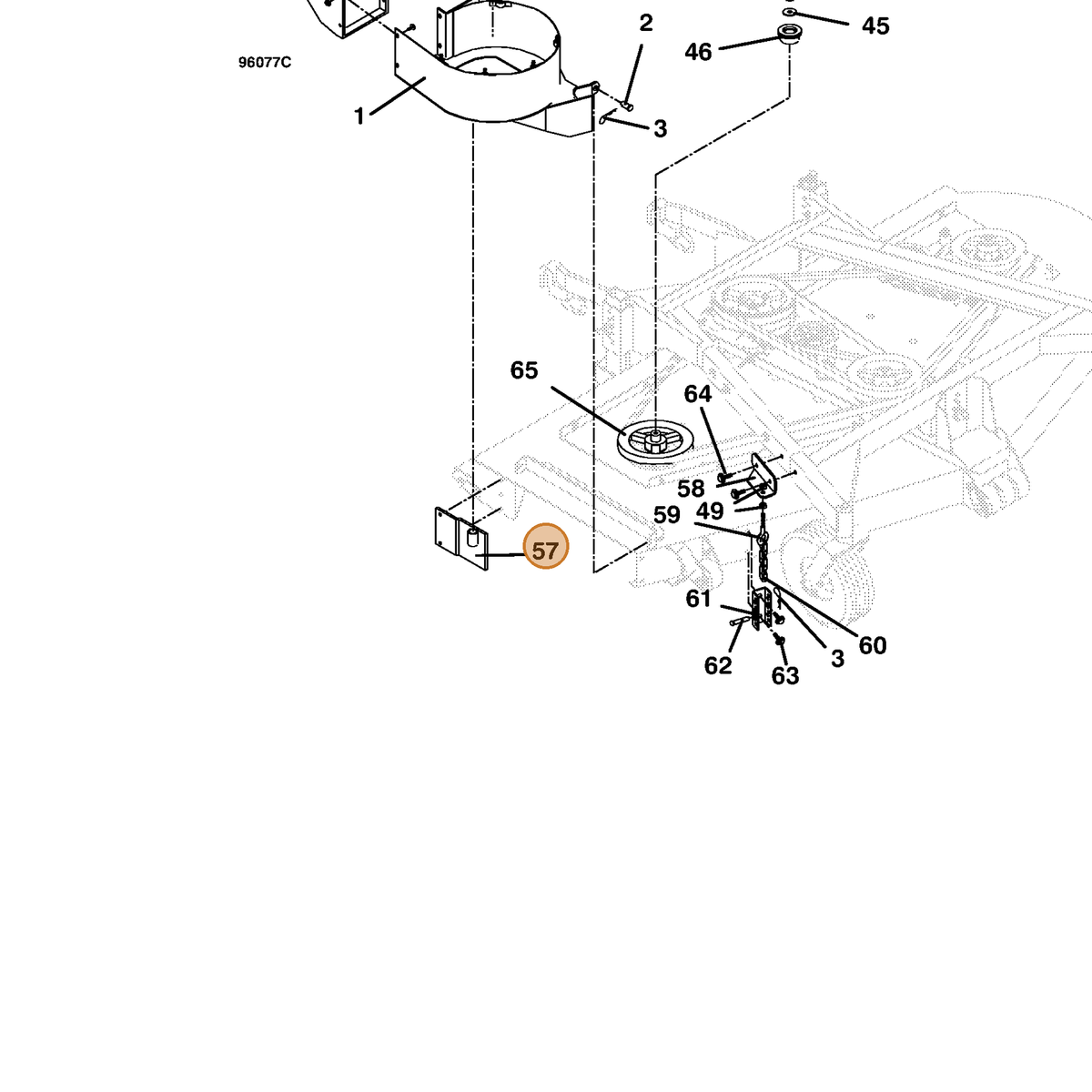 Grasshopper part 643111 — IPL diagram snippet (6x zoom, amber highlight)