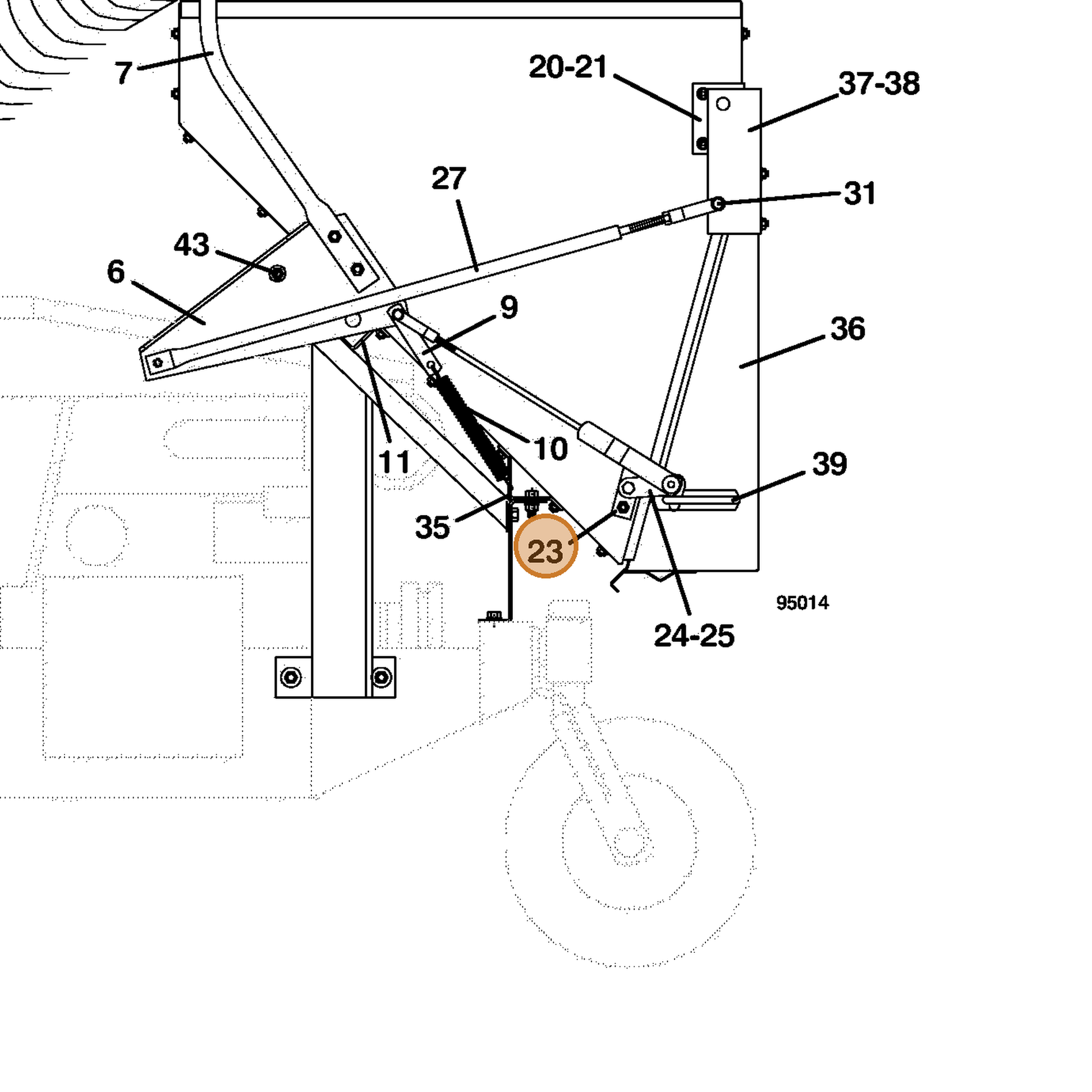 Grasshopper part 643148 — IPL diagram snippet (6x zoom, amber highlight)