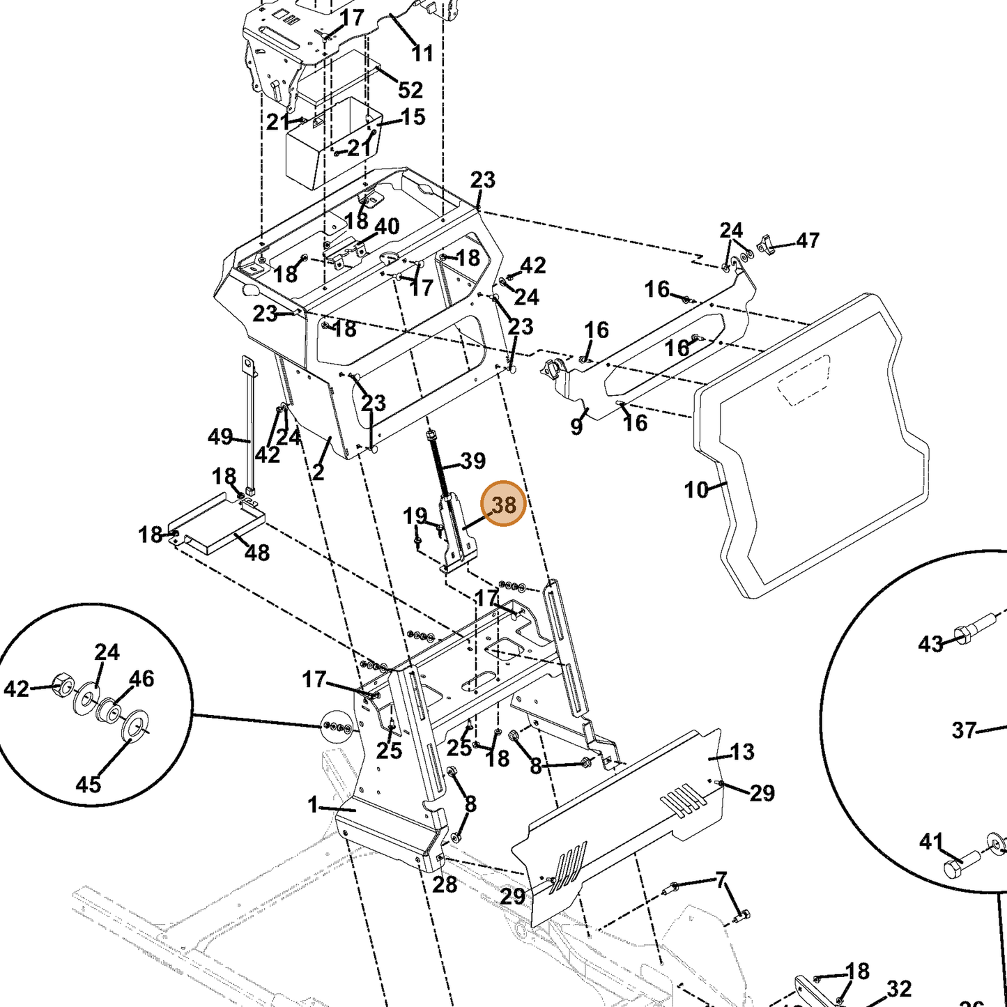 Grasshopper part 643150 — IPL diagram snippet (6x zoom, amber highlight)