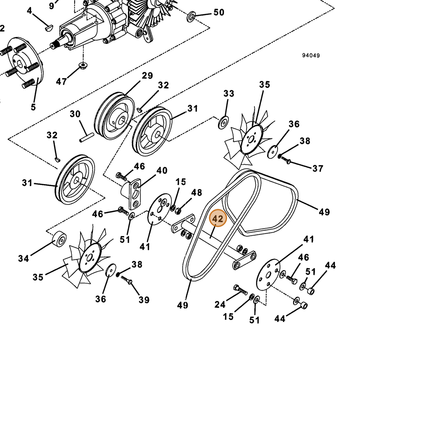 Grasshopper part 643219 — IPL diagram snippet (6x zoom, amber highlight)