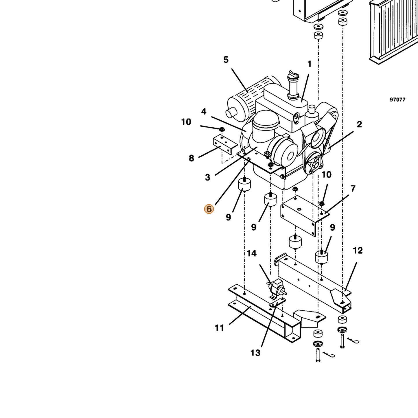 Grasshopper part 643292 — IPL diagram snippet (6x zoom, amber highlight)