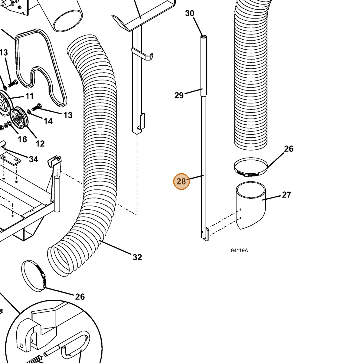Grasshopper part 643324 — IPL diagram snippet (6x zoom, amber highlight)