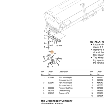 Grasshopper part 643334 — IPL diagram snippet (6x zoom, amber highlight)