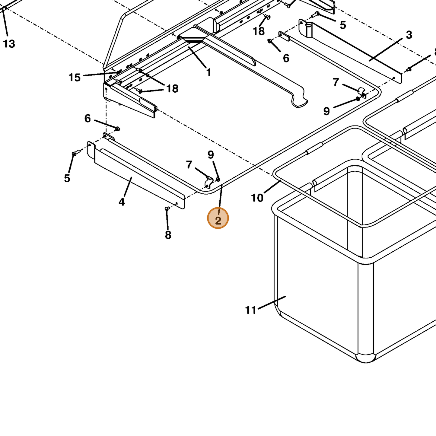 Grasshopper part 643446 — IPL diagram snippet (6x zoom, amber highlight)