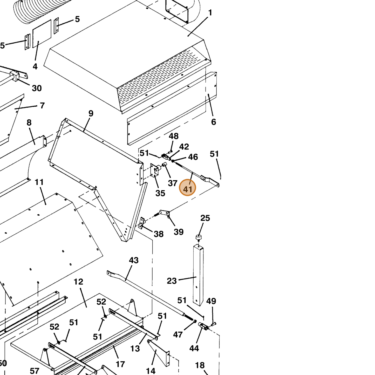 Grasshopper part 643453 — IPL diagram snippet (6x zoom, amber highlight)