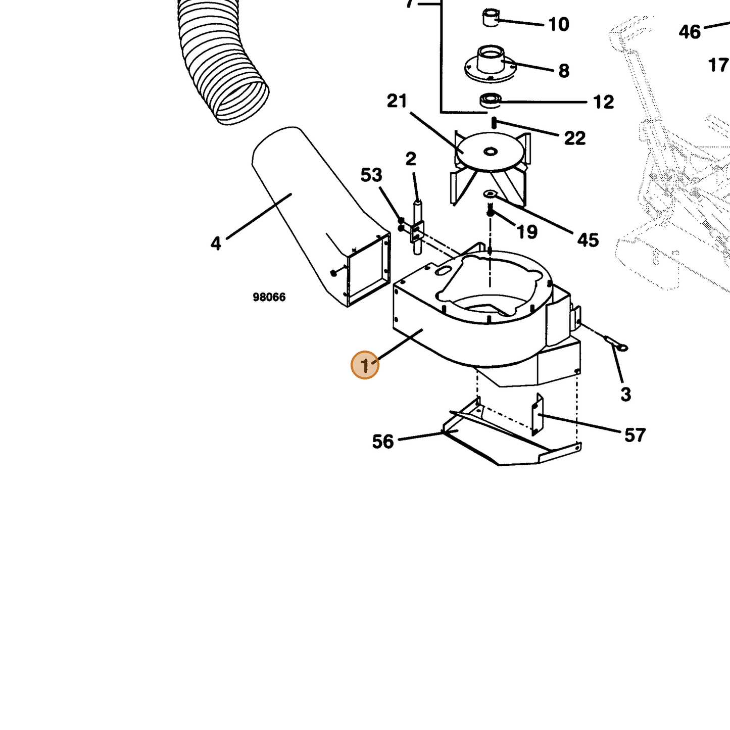 Grasshopper part 643463 — IPL diagram snippet (6x zoom, amber highlight)