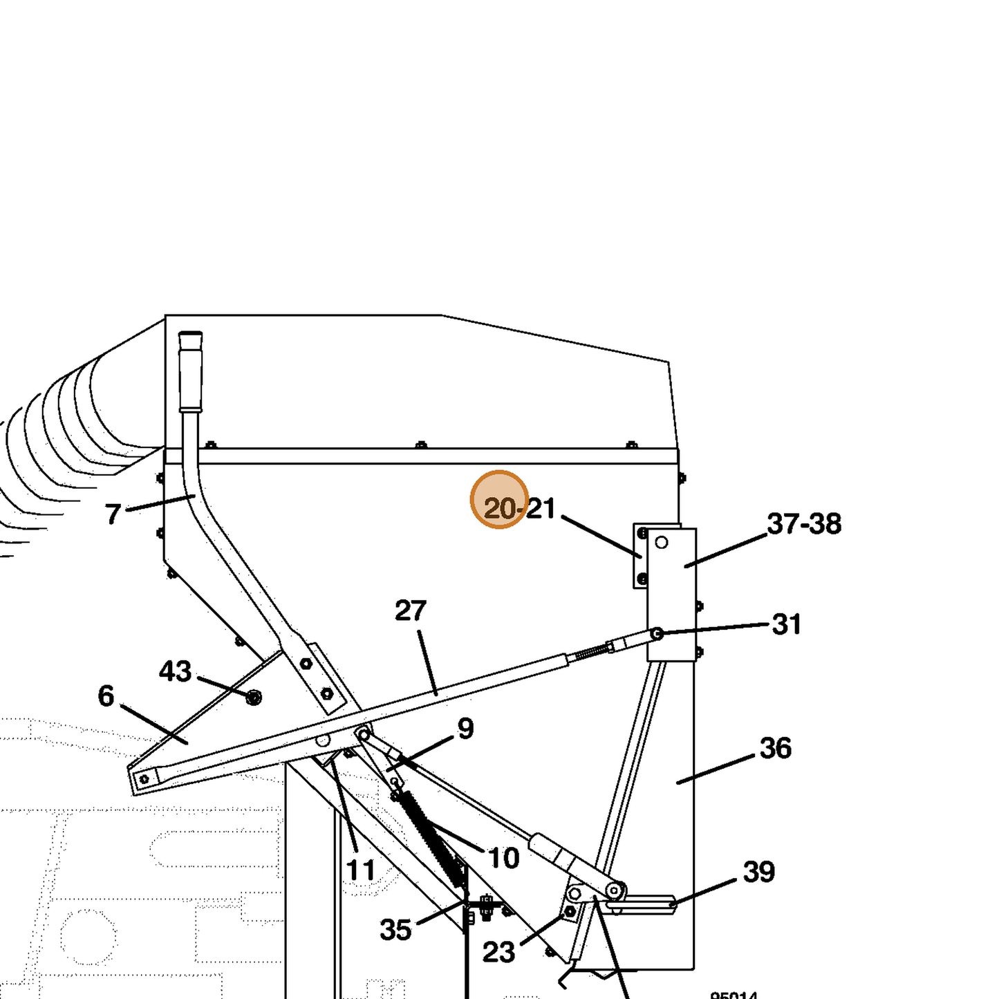 Grasshopper part 643541 — IPL diagram snippet (6x zoom, amber highlight)