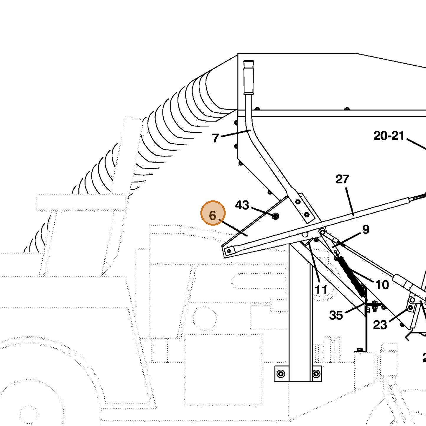 Grasshopper part 643563 — IPL diagram snippet (6x zoom, amber highlight)