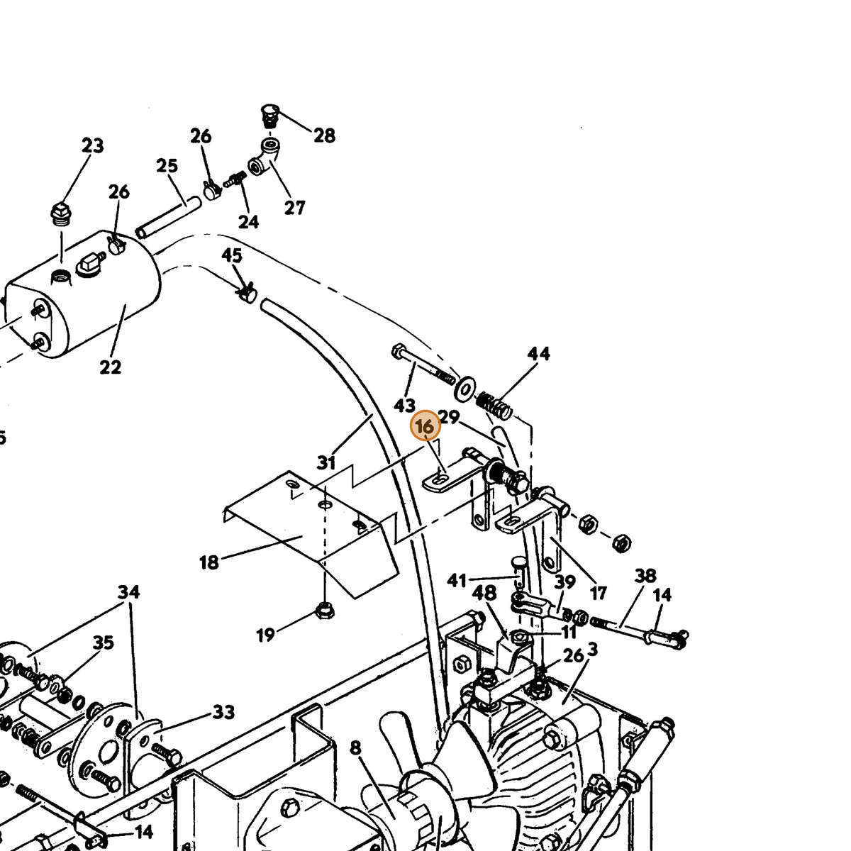 Grasshopper part 643564 — IPL diagram snippet (6x zoom, amber highlight)