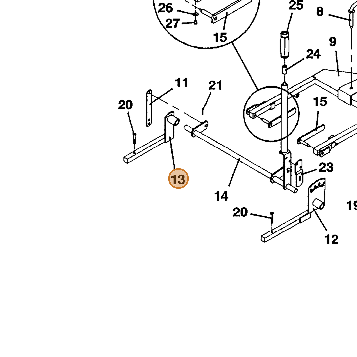 Grasshopper part 643570 — IPL diagram snippet (6x zoom, amber highlight)