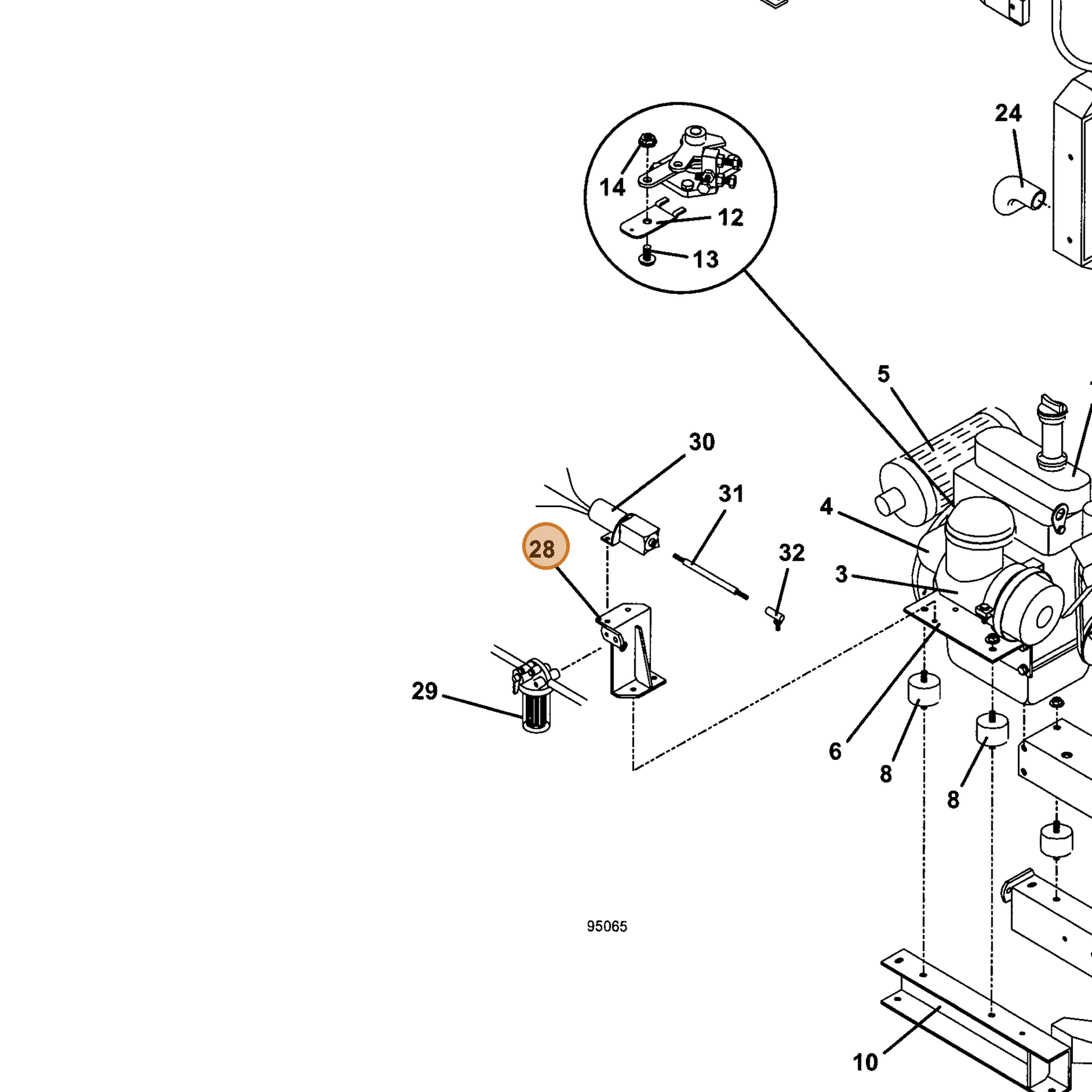 Grasshopper part 643591 — IPL diagram snippet (6x zoom, amber highlight)